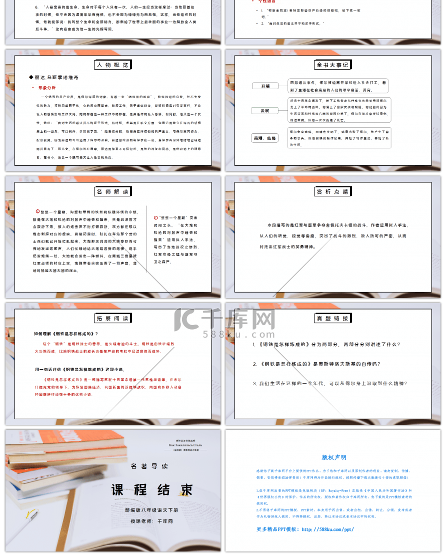 部编版八年级语文下册名著导读《钢铁是怎样炼成的》PPT课件