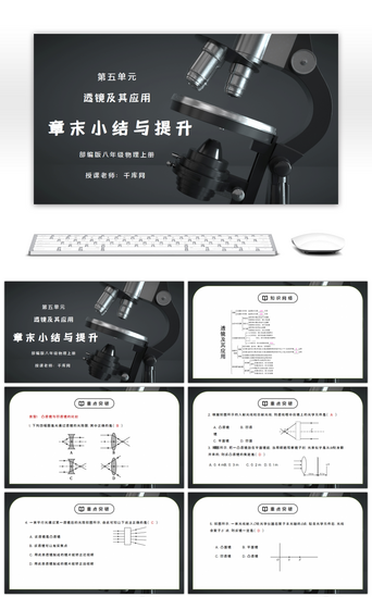 物理教学PPT模板_人教版八年级上册物理第五单元《透镜及其应用-章末小结与提升》PPT课件