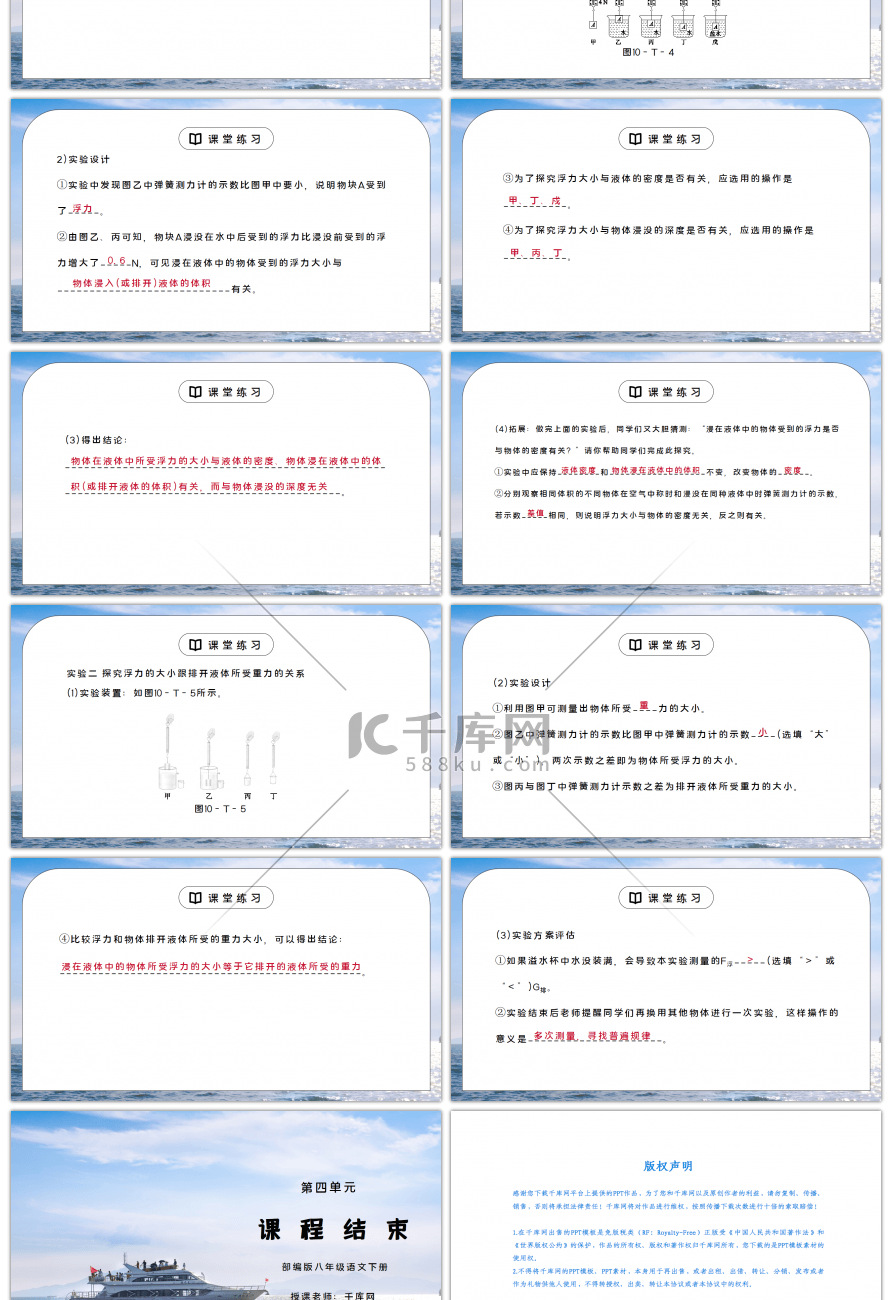 人教版八年级下册物理第四单元《浮力-分类综合训练》PPT课件