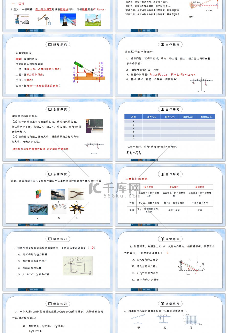 人教版八年级下册物理第六单元《简单机械-杠杆》PPT课件