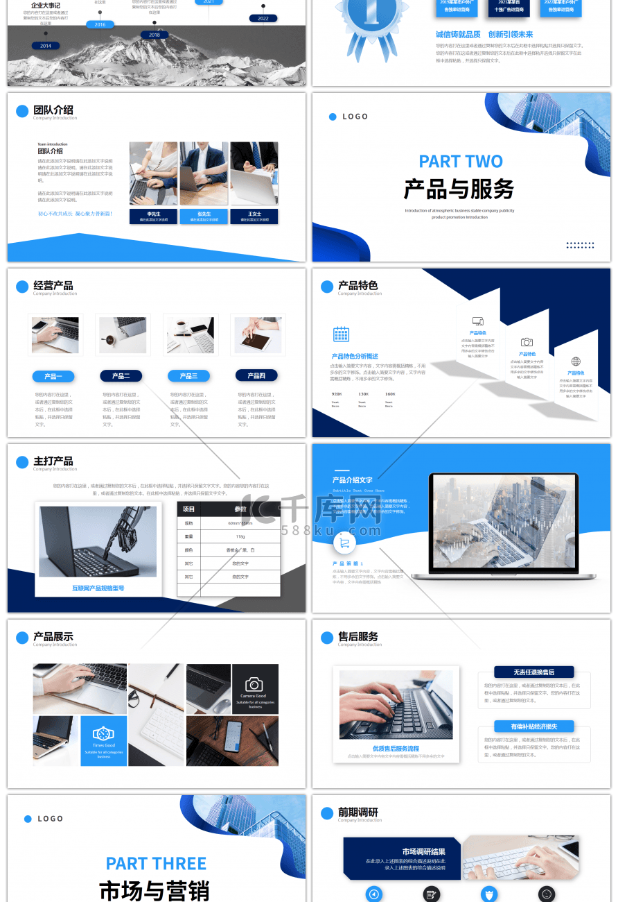 蓝色大气商务公司介绍企业宣传PPT模板