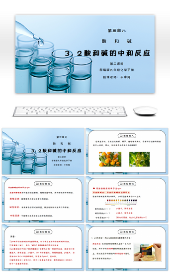 化学PPT模板_人教版九年级化学下册第三单元《酸和碱-酸和碱的中和反应》第二课时PPT课件