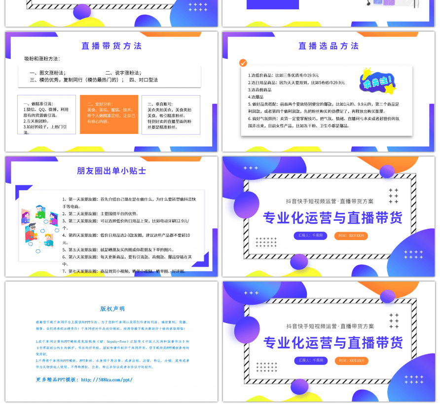 短视频专业化运营与直播带货方案PPT模板