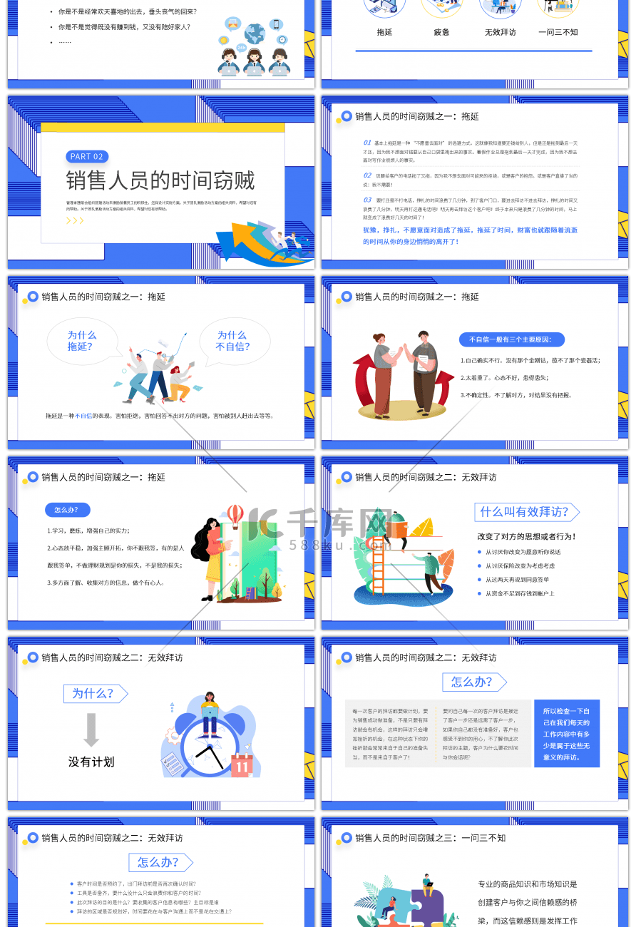 蓝色创意销售部门早会激励PPT模板