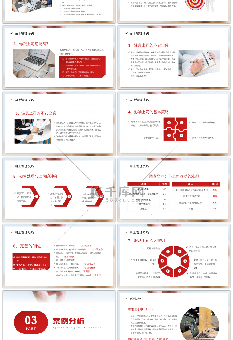 红色大气商务企业培训向上管理PPT模板