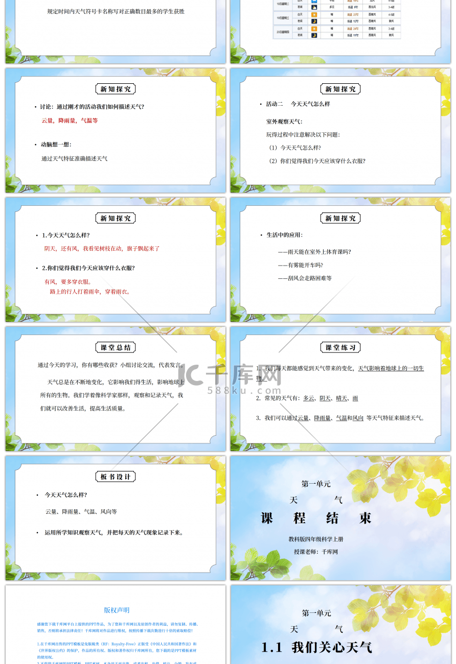 教科版四年级科学上册第一单元《天气-我们关心天气》PPT课件