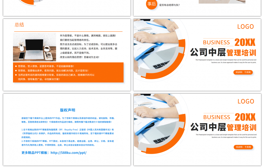 橙色简约公司中层管理培训PPT模板