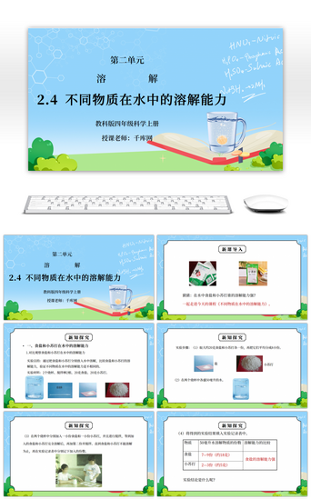 能力PPT模板_教科版四年级科学上册第二单元《溶解-不同物质在水中的溶解能力》PPT课件