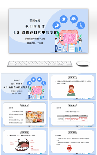 教科版四年级科学上册第四单元《我们的身体-食物在口腔里的变化》PPT课件