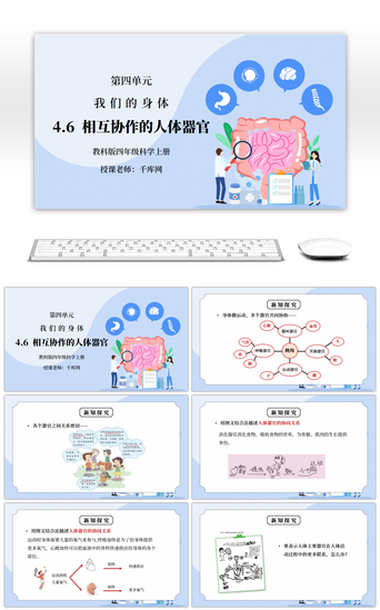 我们的PPT模板_教科版四年级科学上册第四单元《我们的身体-相互协作的人体器官》PPT课件