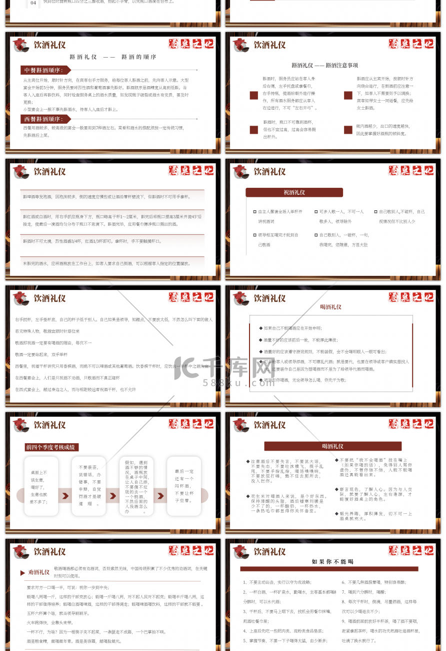 褐色创意酒桌文化礼仪PPT模板