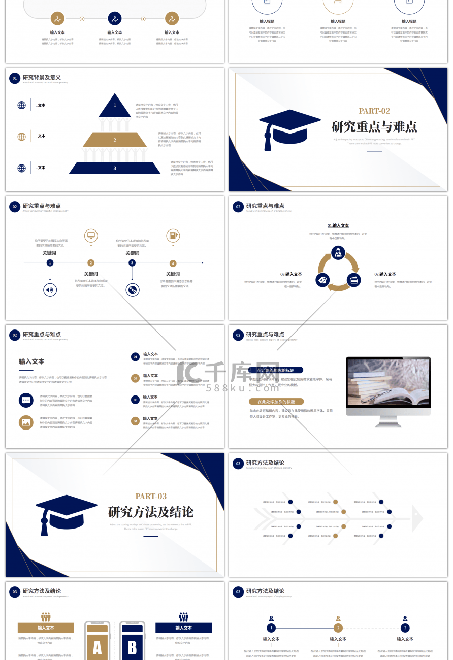 蓝色棕色简约毕业答辩PPT模板