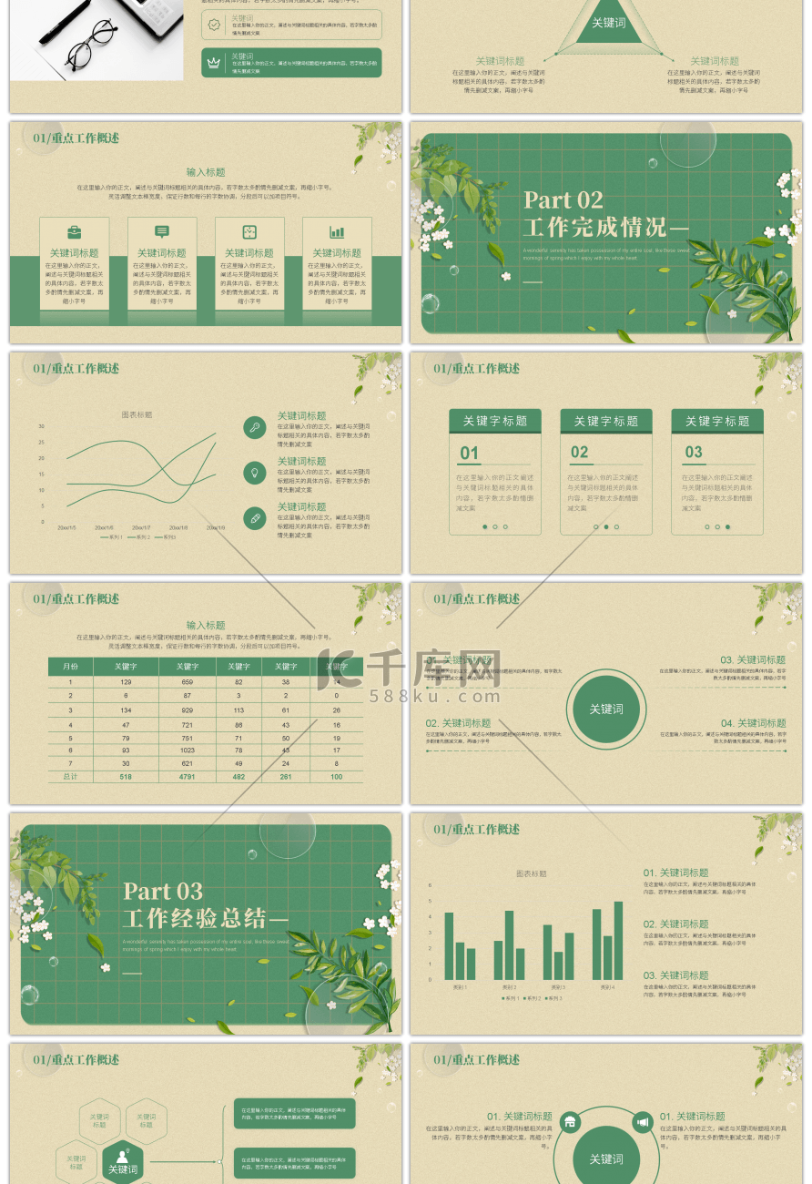 绿色小清新工作计划总结PPT模板