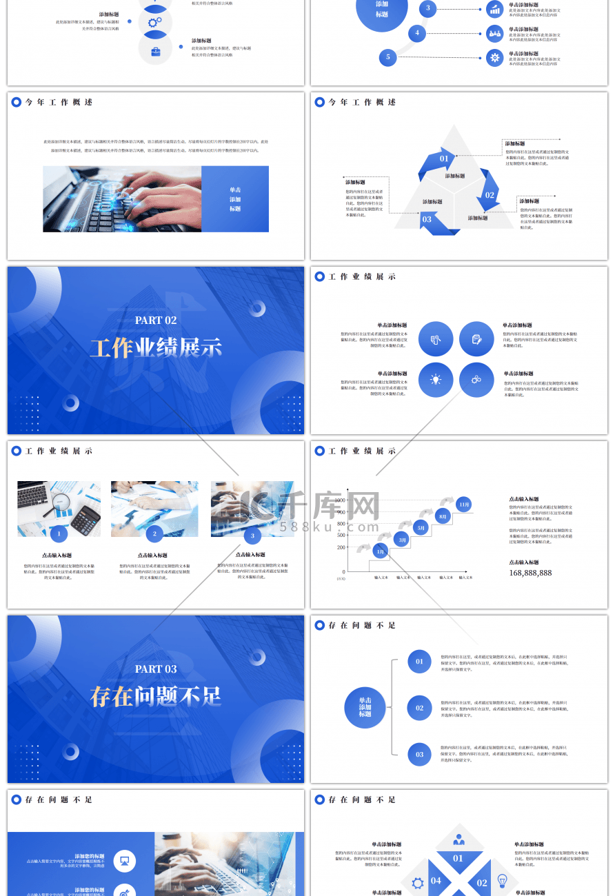 蓝色简约风互联网科技年终汇报总结PPT模