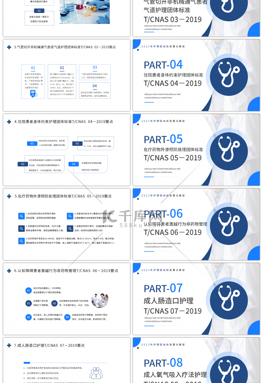 蓝色医疗商务护理团体标准22项PPT模板