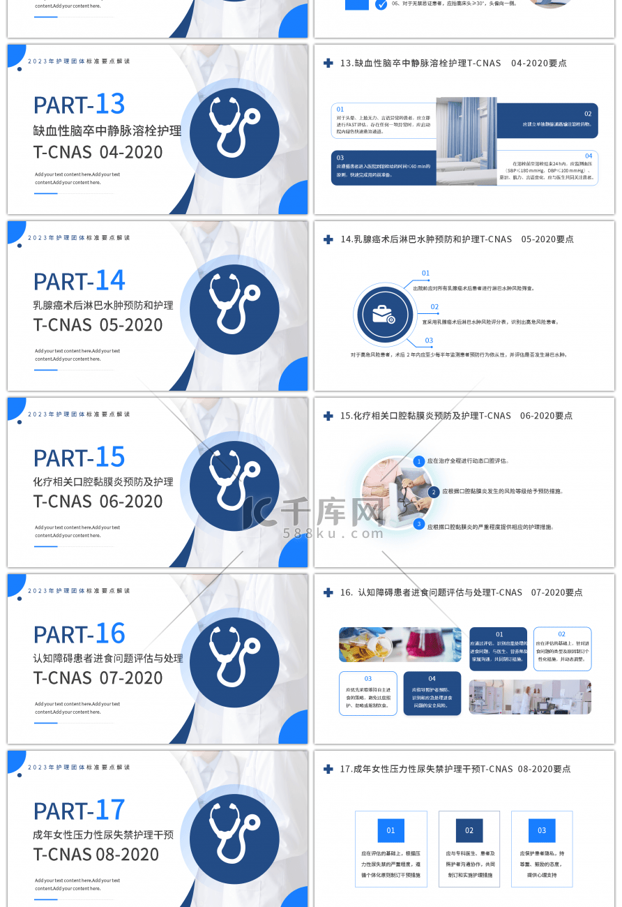 蓝色医疗商务护理团体标准22项PPT模板