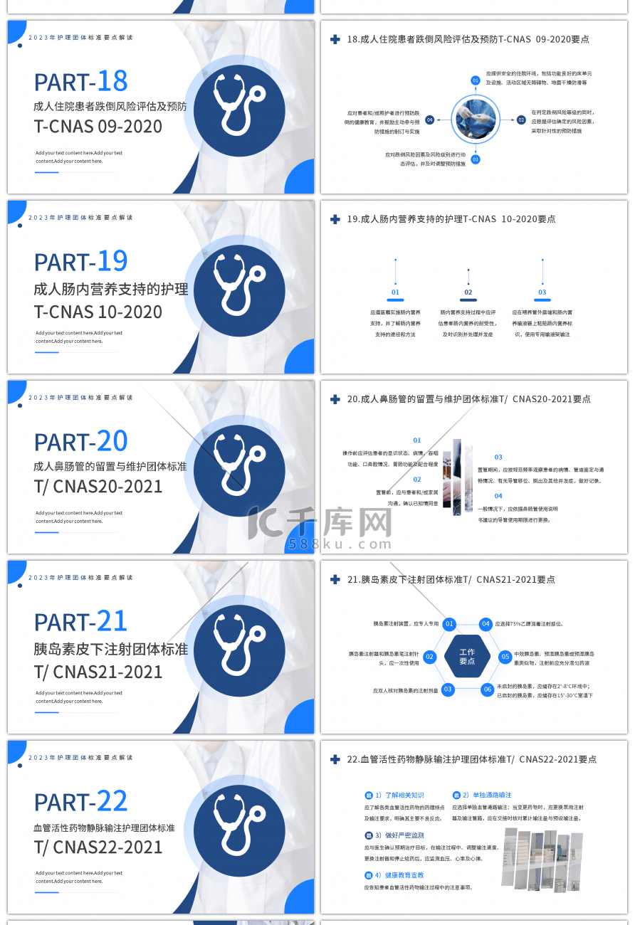 蓝色医疗商务护理团体标准22项PPT模板