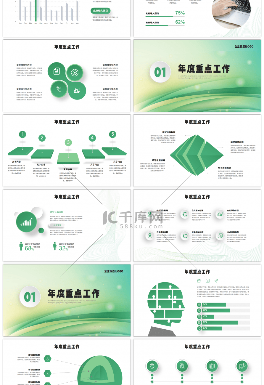 绿色商务微粒体展望未来赢战2023PPT