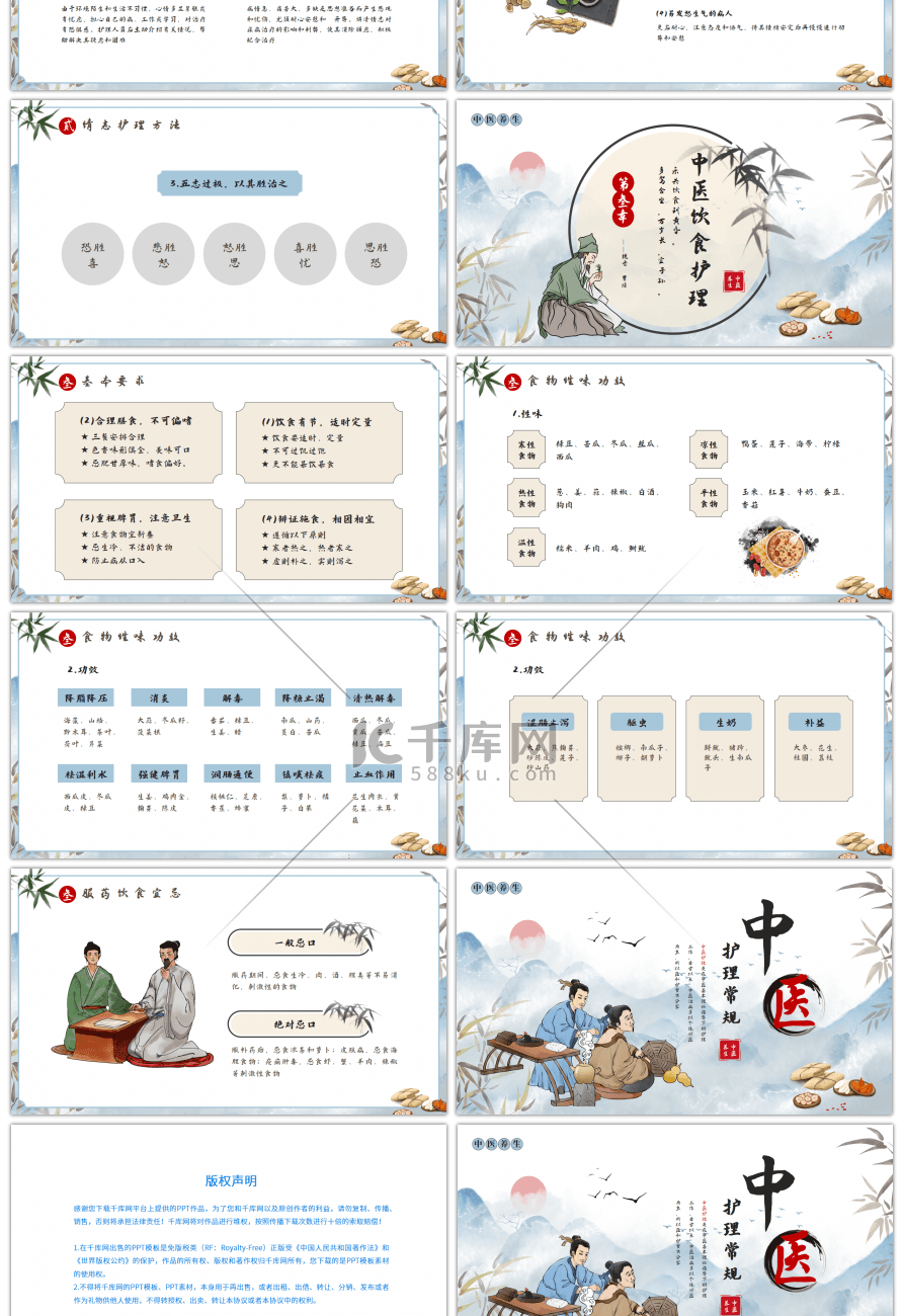 中国风传统中医护理PPT模板