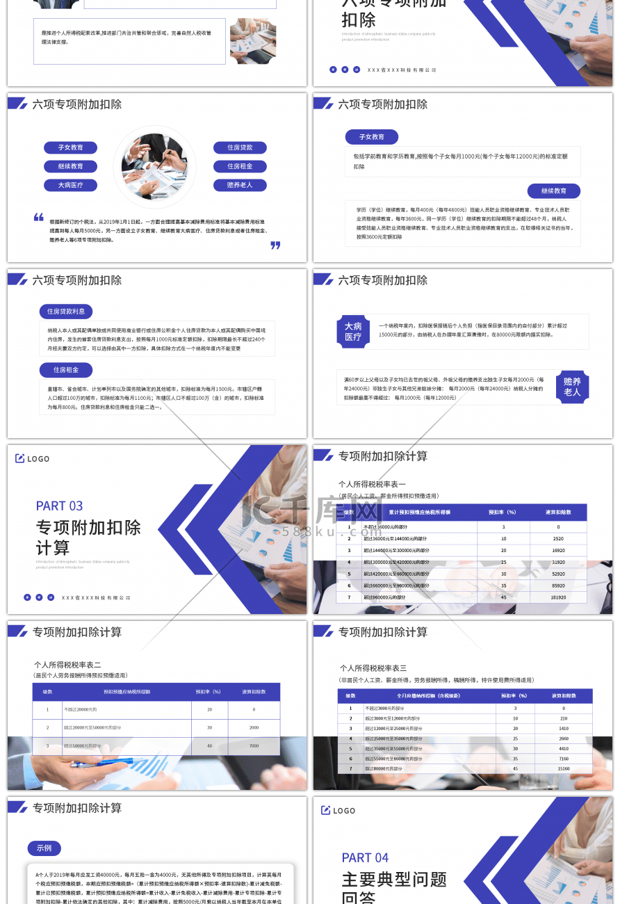 蓝色简约商务风新个人所得税政策培训PPT