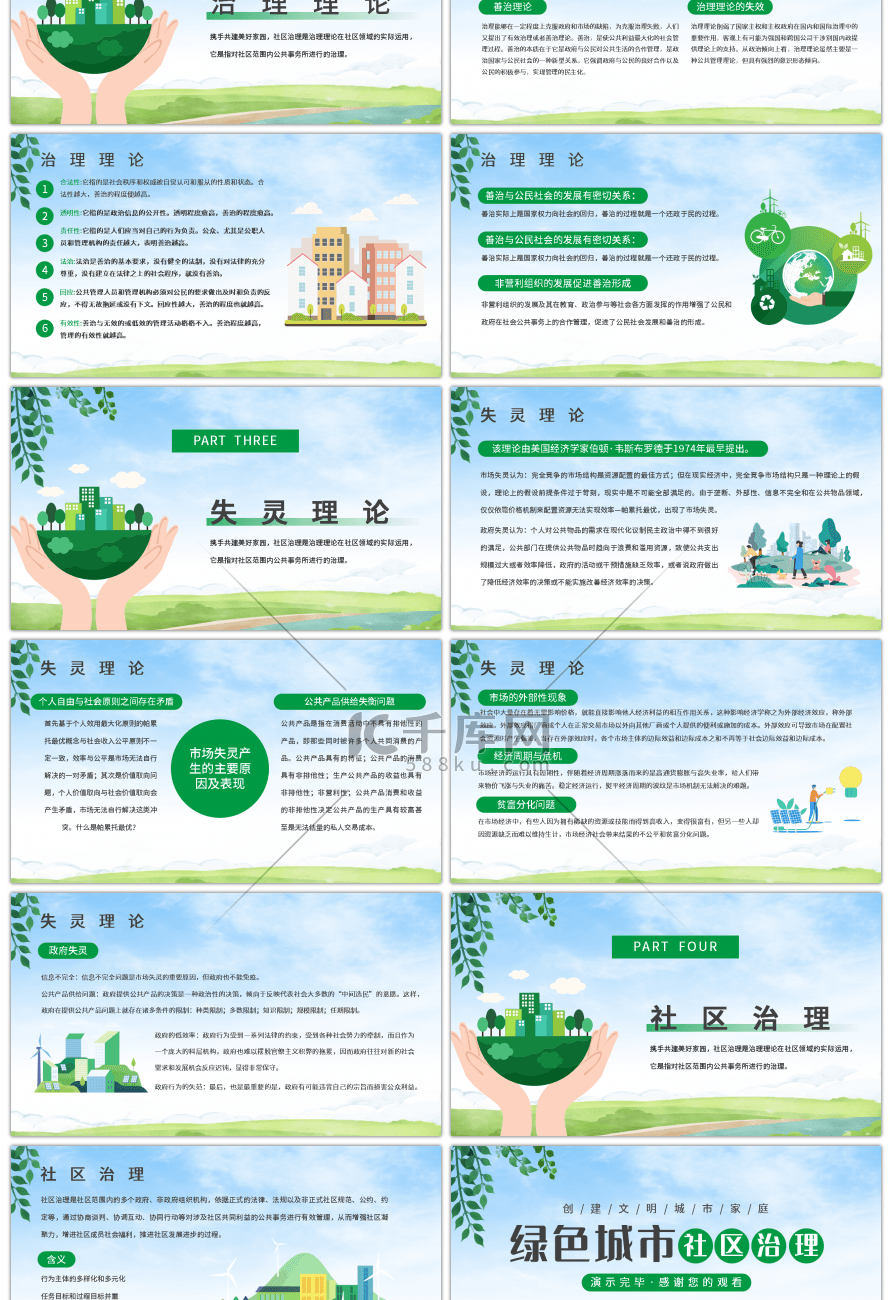 绿色大气绿色城市社区治理PPT模板