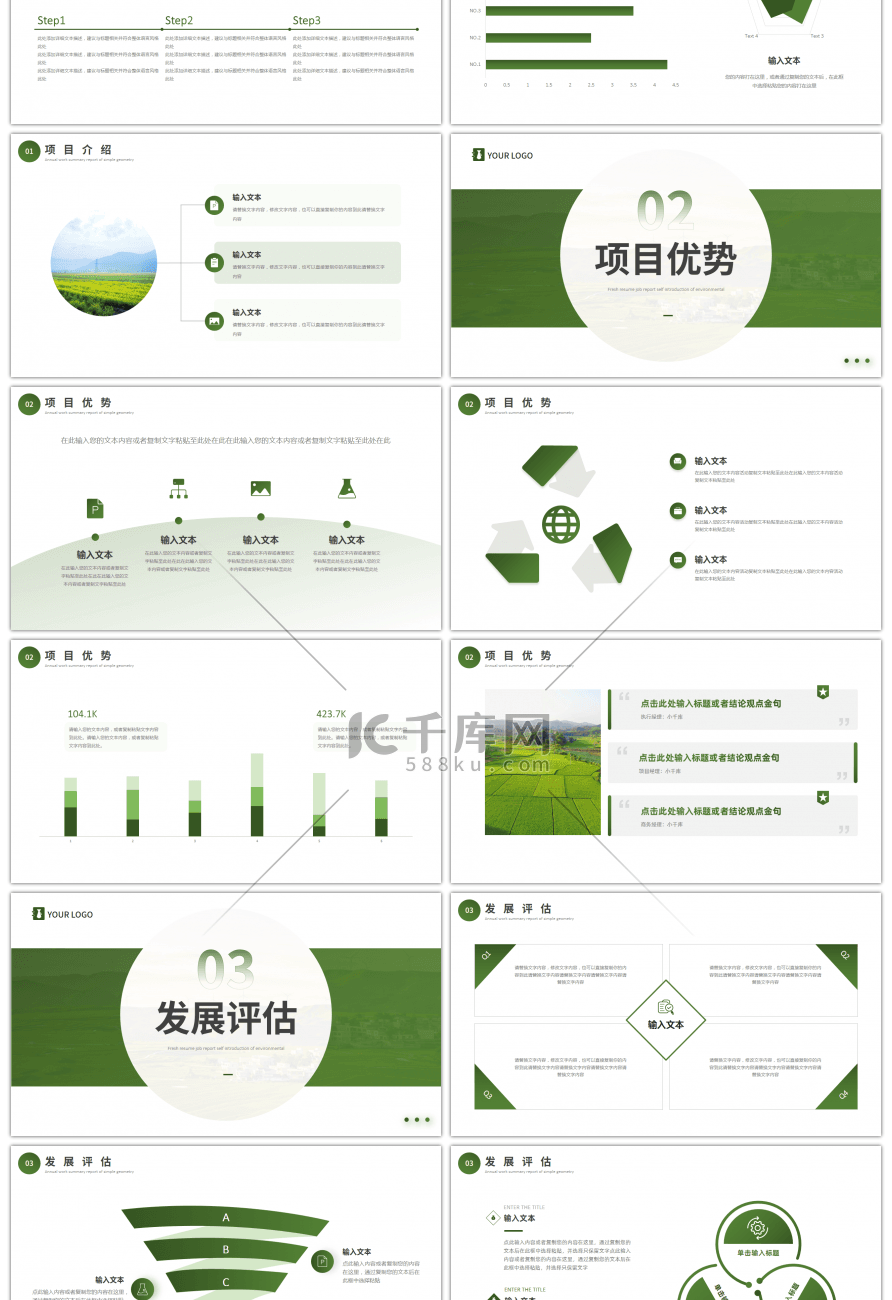 绿色简约农村项目计划书PPT模板