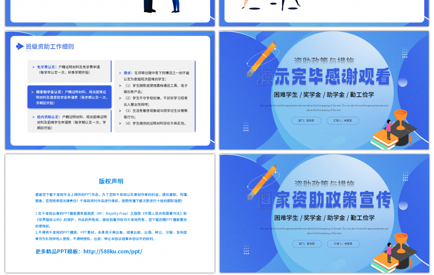 蓝色弥散简约国家资助政策宣传PPT模板