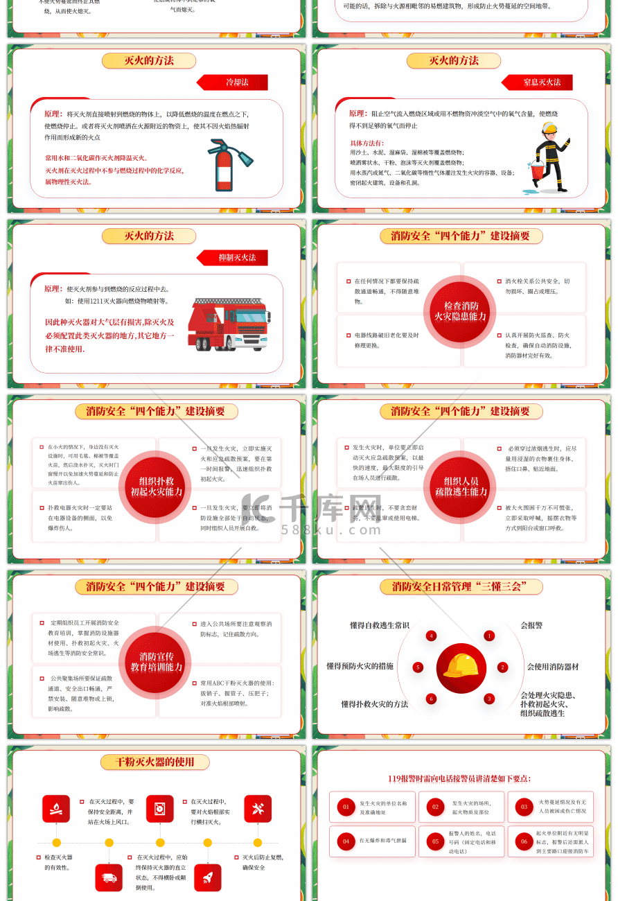 红色单位消防安全知识培训PPT模板