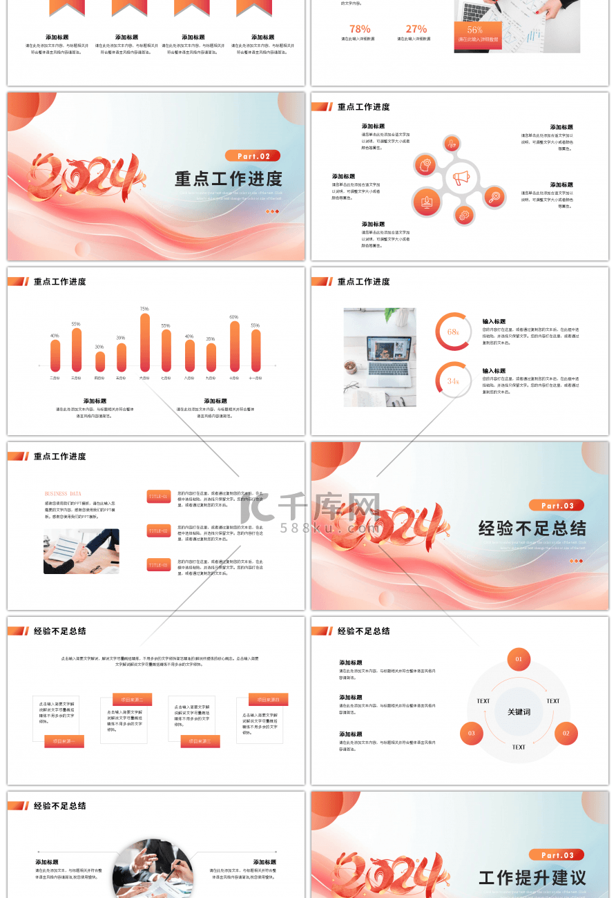 蓝色渐变商务通用工作汇报PPT模板