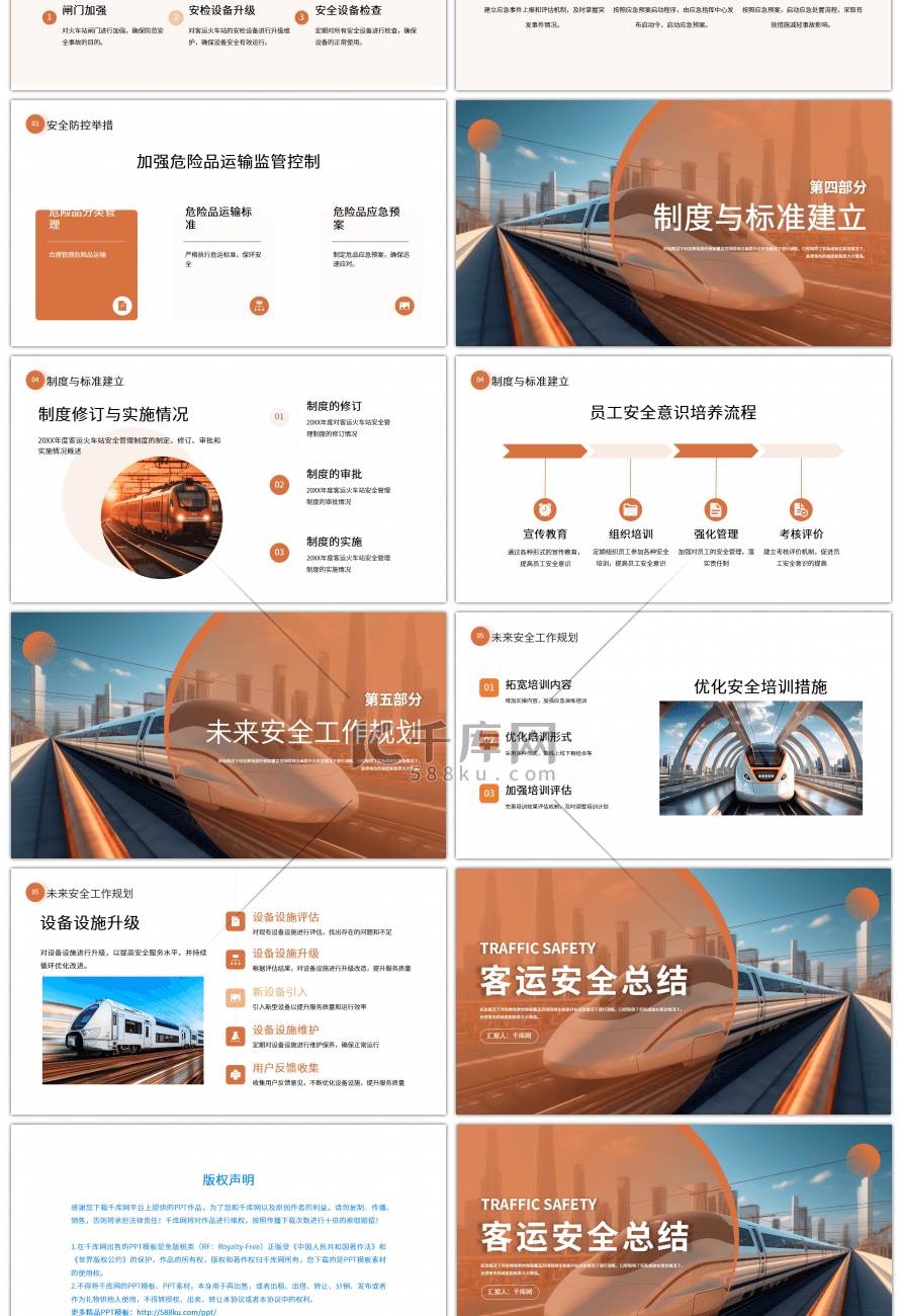橙色简约客运安全总结PPT
