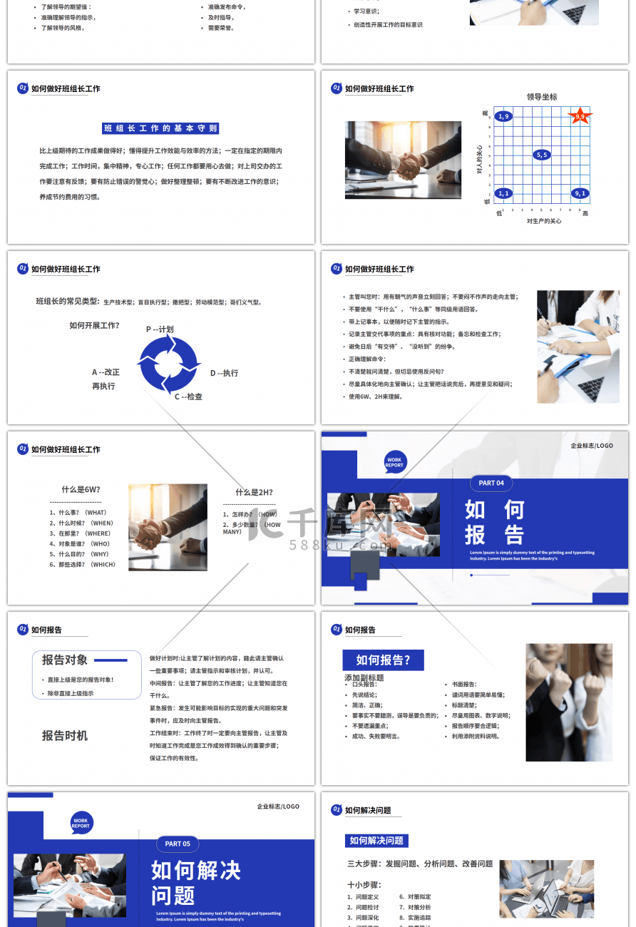 蓝色商务班组长管理能力培训PPT模板