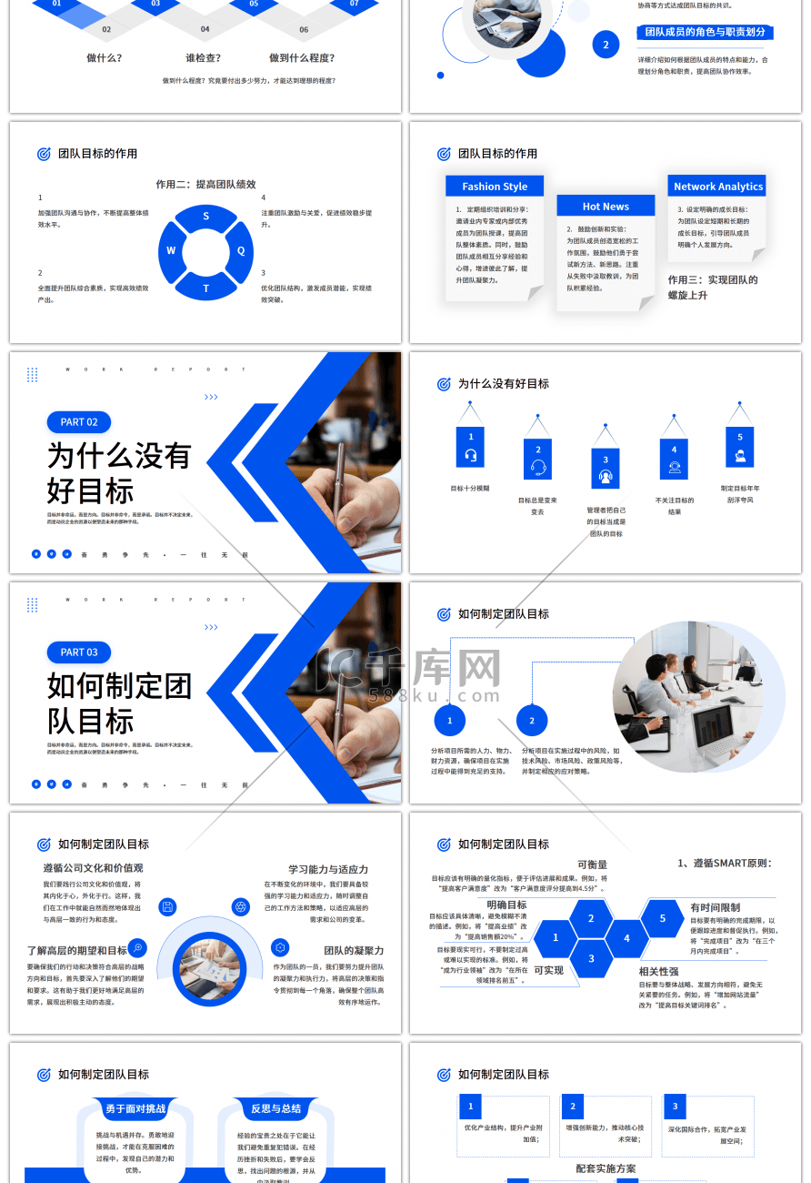 蓝色商务团队协作目标合作PPT模板