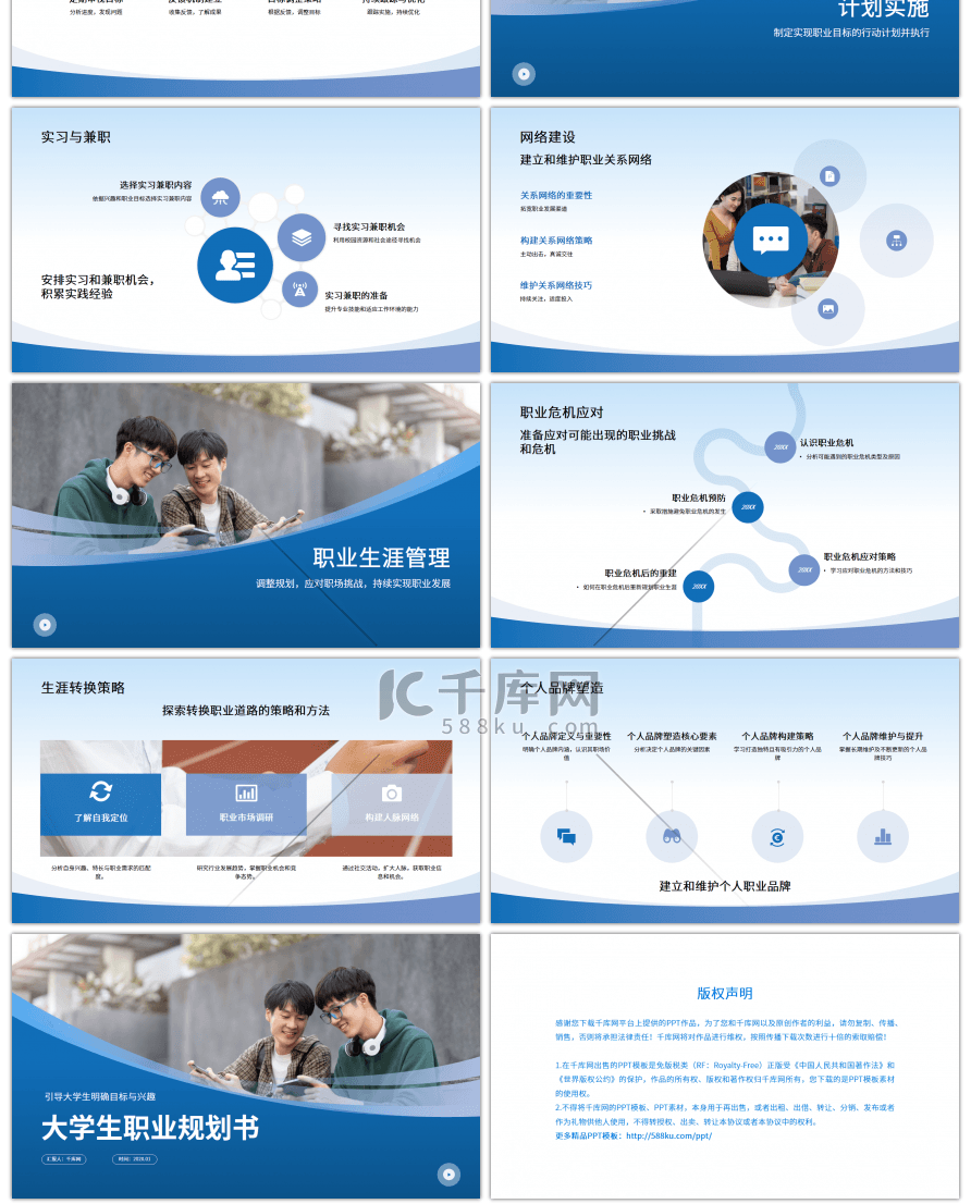 蓝色简约大学生职业规划书PPT