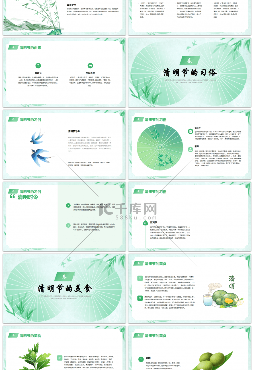 绿色小清新清明节节日介绍PPT