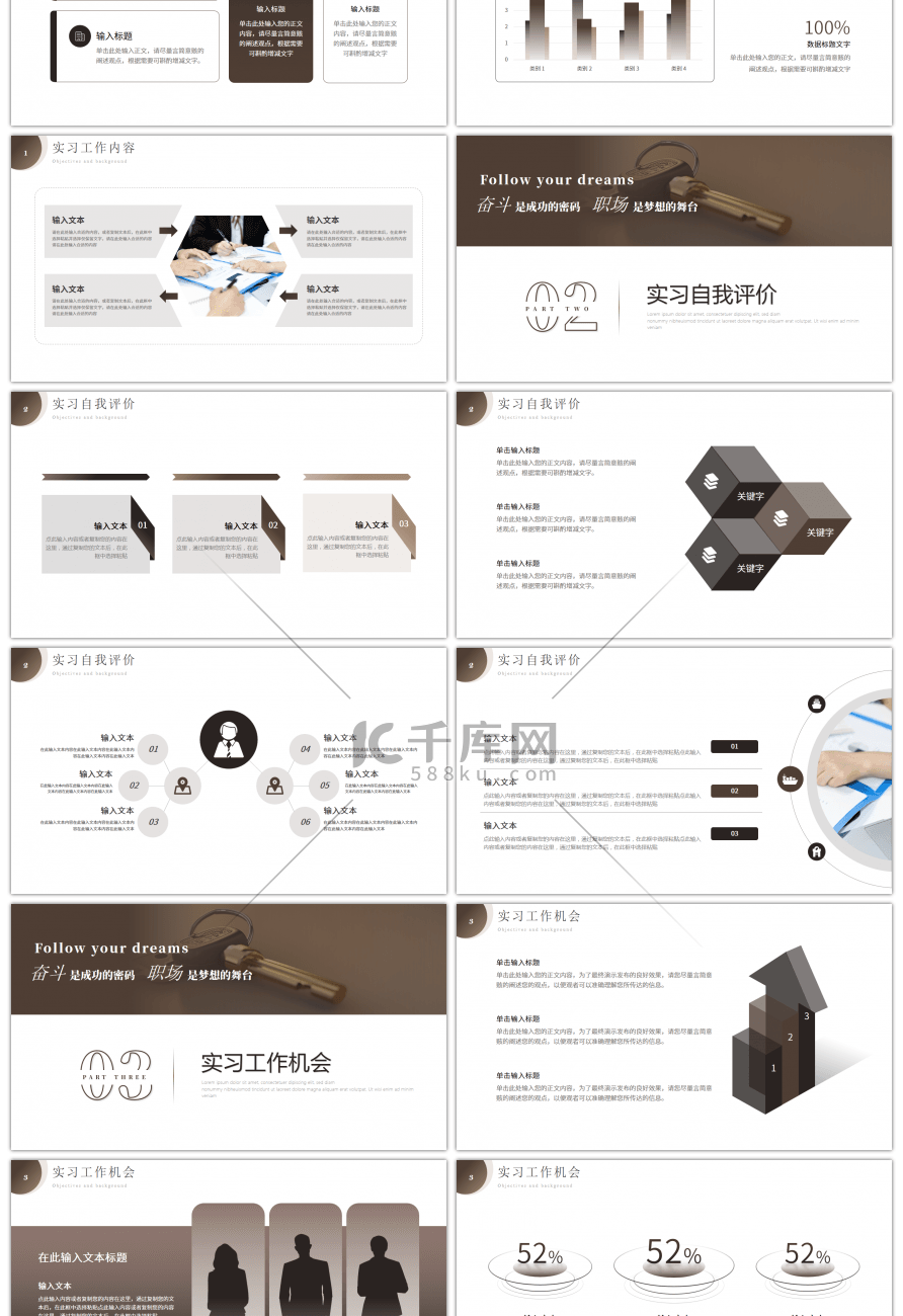 棕色励志述职报告PPT模板