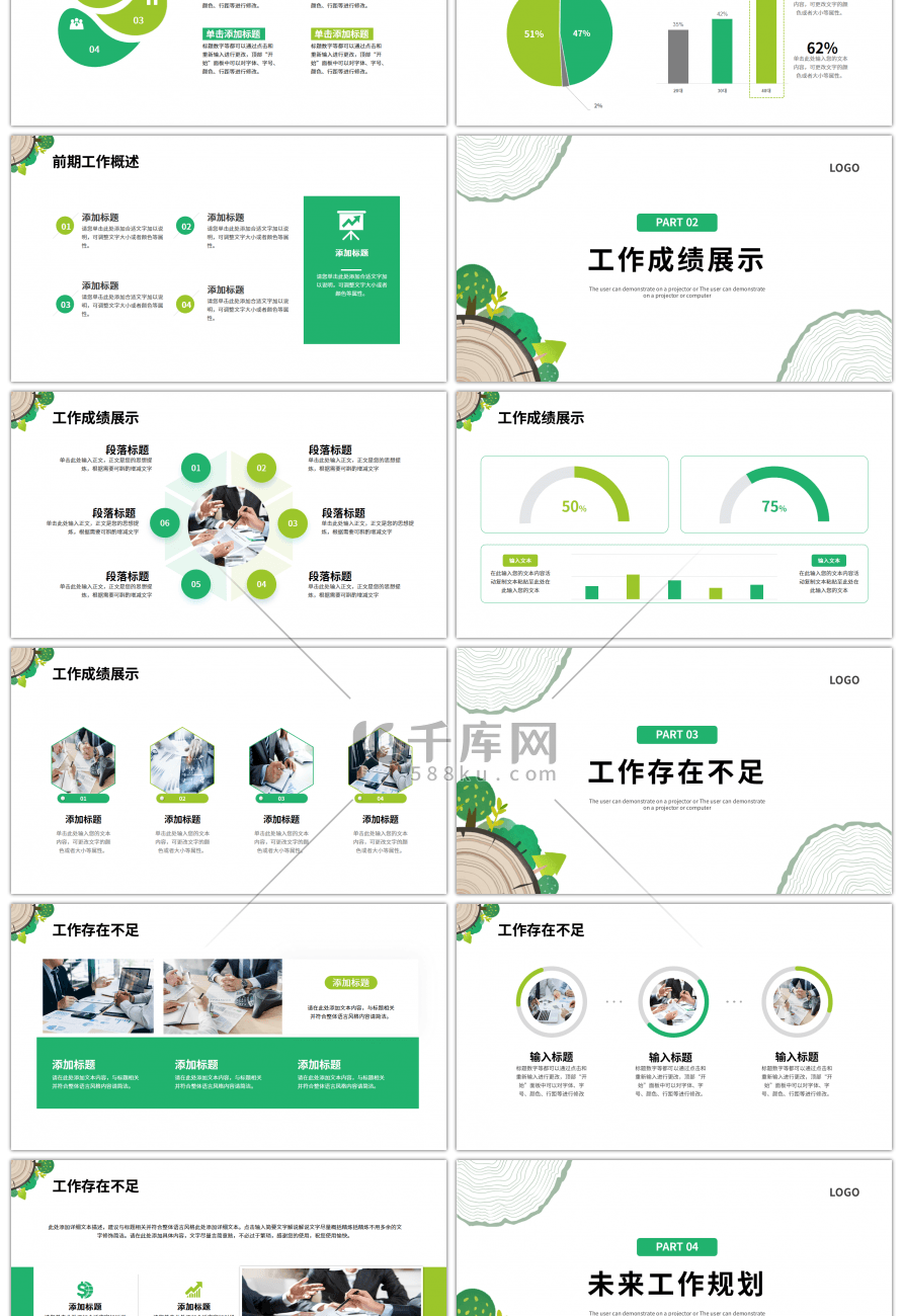 绿色小清新工作述职报告PPT模板