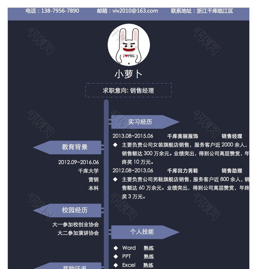 销售简历模板个人简历模版免费下载_办公简历