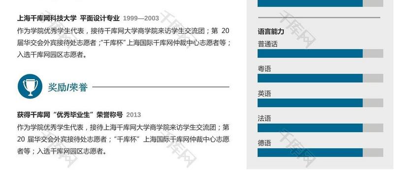 蓝色主题求职简历大学生简历通用模板