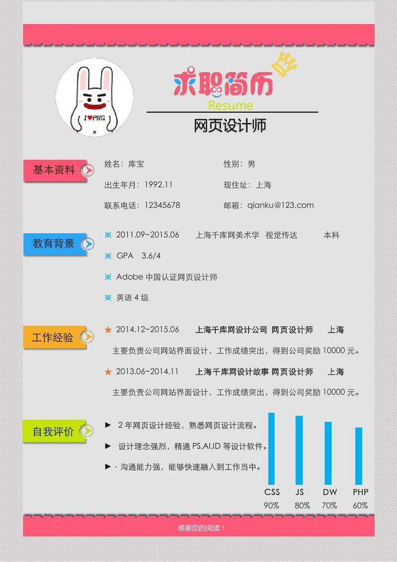 网页设计师求职简历模板大学生求职