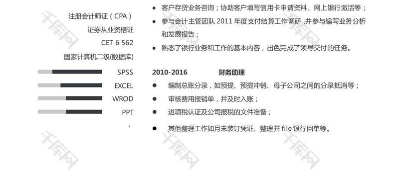 会计经济学管理学金融学简历模板