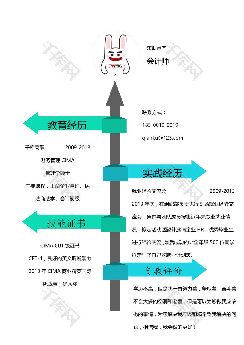 彩色箭头创意简历设计word求职简历模板