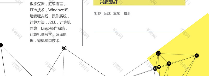 黄色简洁娱乐公司实习简历模板