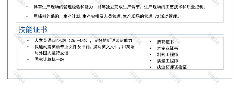 简洁大气药剂师求职简历