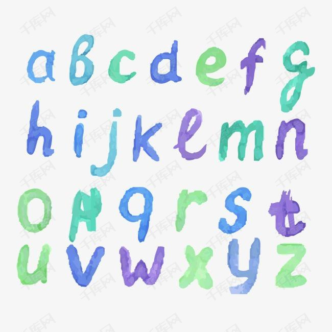 26个小写水彩字母矢量素材