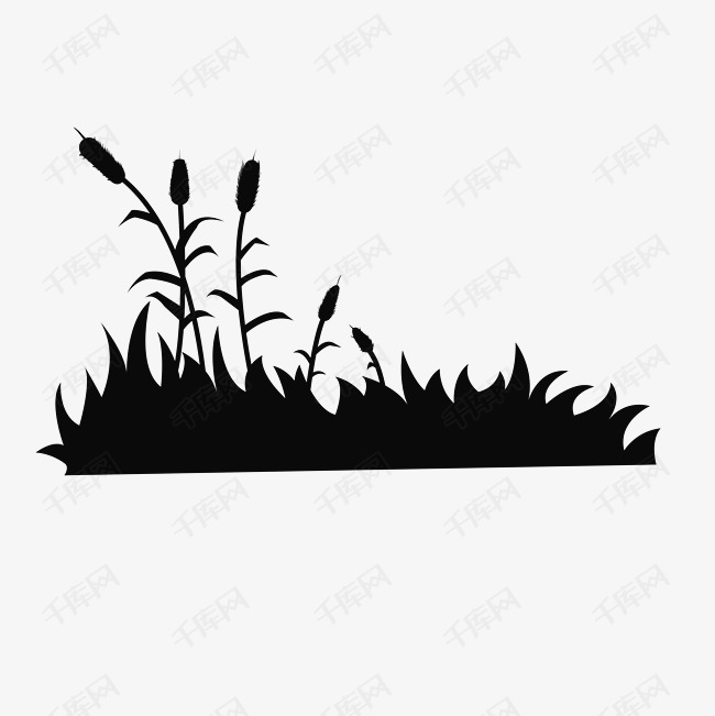 黑色植物绿叶剪影装饰图案素材图片免费下载-千库网