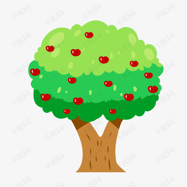 卡通苹果树矢量图下载