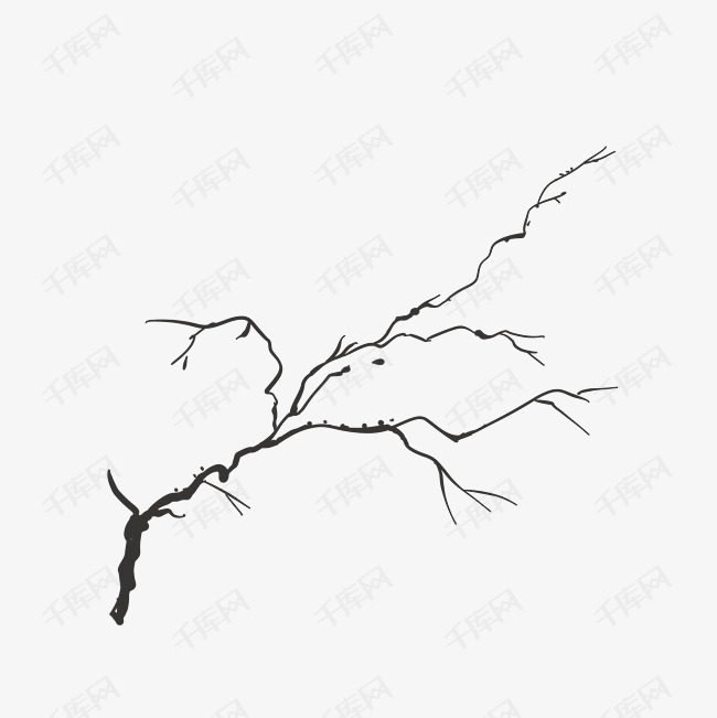 手绘干树枝
