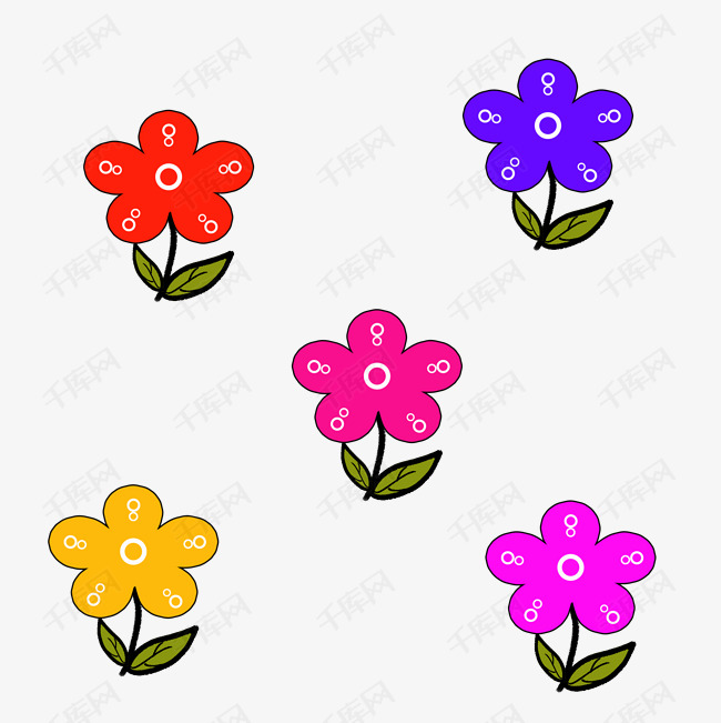 简笔画五朵小花
