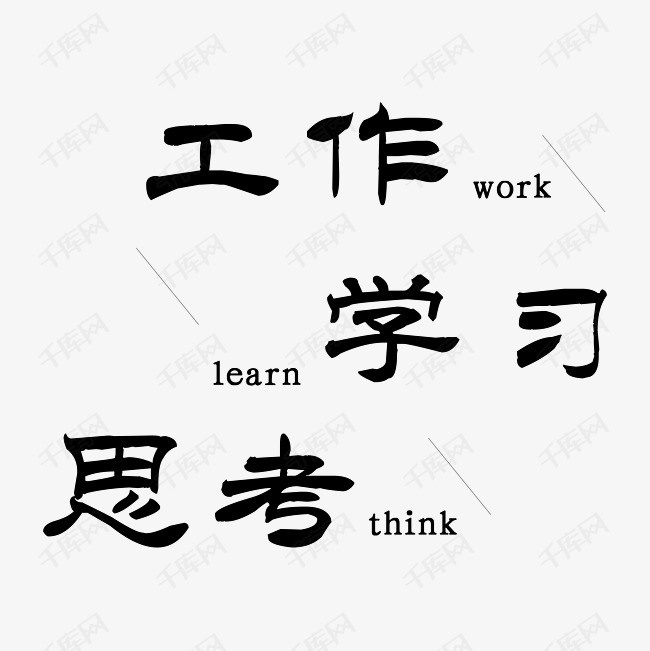 工作学习思考艺术字png
