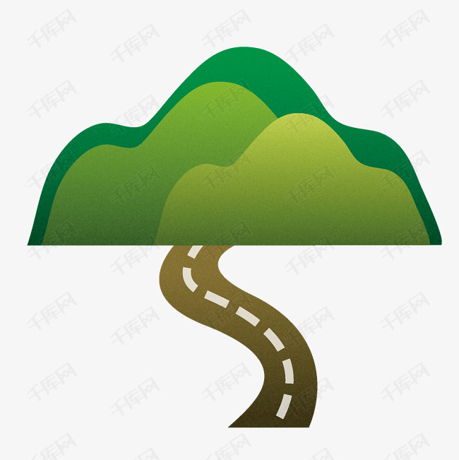 手绘绿色山